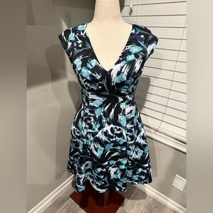 Vince Camuto Watercolor Scuba Knit Fit &‎ Flare Dress.
